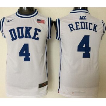 Men's Duke Blue Devils #4 JJ Redick White Round Collar College Basketball Stitched Nike Swingman Jersey