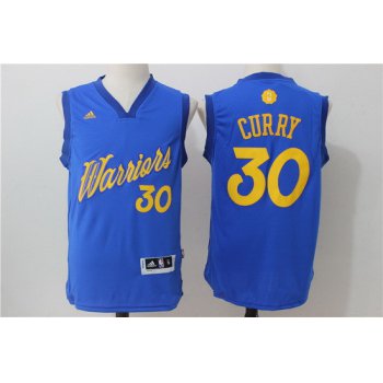 Men's Golden State Warriors #30 Stephen Curry adidas Royal Blue 2016 Christmas Day Stitched NBA Swingman Jersey