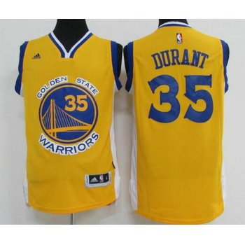 Men's Golden State Warriors #35 Kevin Durant Yellow Revolution 30 Swingman Basketball Jersey