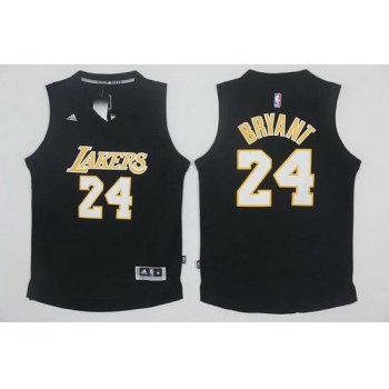 Men's Los Angeles Lakers #24 Kobe Bryant Black With White Stitched NBA Adidas Revolution 30 Swingman Jersey