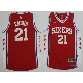 Men's Philadelphia 76ers #21 Joel Embiid NEW Red Stitched NBA Adidas Revolution 30 Swingman Jersey