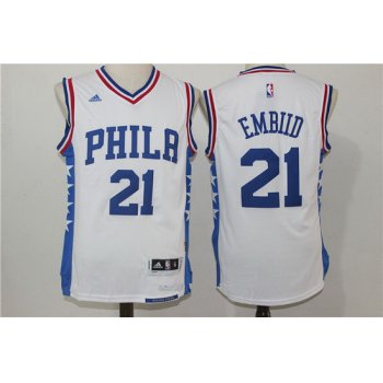 Men's Philadelphia 76ers #21 Joel Embiid NEW White Stitched NBA Adidas Revolution 30 Swingman Jersey