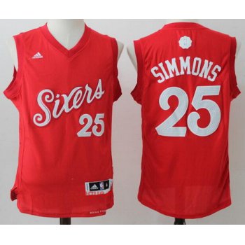 Men's Philadelphia 76ers #25 Ben Simmons Red adidas Red 2016 Christmas Day Stitched NBA Swingman Jersey