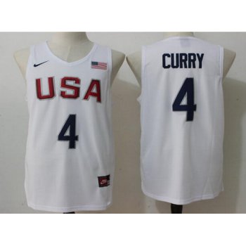 2016 Olympics Team USA Men's #4 Stephen Curry Revolution 30 Swingman White Jersey