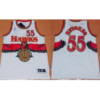 Atlanta Hawks #55 Dikembe Mutombo 1990 White Hardwood Classics Soul Swingman Throwback Jersey