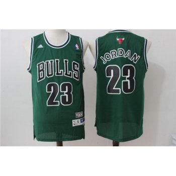 Men's Chicago Bulls #23 Michael Jordan Green Hardwood Classics Soul Swingman Throwback Jersey