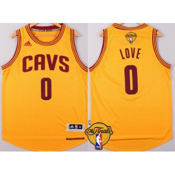 Men's Cleveland Cavaliers #0 Kevin Love 2016 The NBA Finals Patch Yellow Jersey