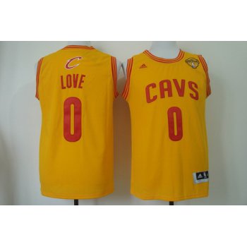 Men's Cleveland Cavaliers #0 Kevin Love 2016 The NBA Finals Patch Yellow Swingman Jersey