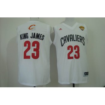 Men's Cleveland Cavaliers #23 King James Nickname 2016 The NBA Finals Patch White Fashion Jersey