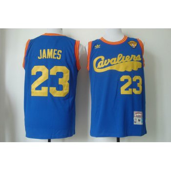 Men's Cleveland Cavaliers #23 LeBron James 2016 The NBA Finals Patch 2009 Blue Hardwood Classics Soul Swingman Throwback Jersey