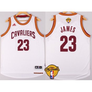 Men's Cleveland Cavaliers #23 LeBron James 2016 The NBA Finals Patch White Jersey