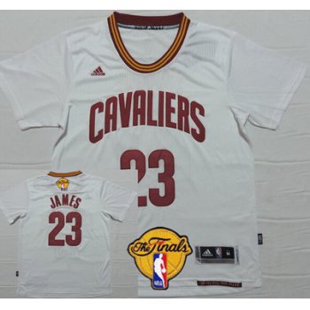 Men's Cleveland Cavaliers #23 LeBron James 2016 The NBA Finals Patch White Short-Sleeved Jersey