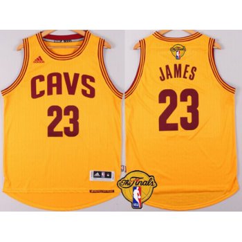 Men's Cleveland Cavaliers #23 LeBron James 2016 The NBA Finals Patch Yellow Jersey