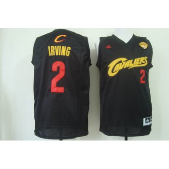 Men's Cleveland Cavaliers #2 Kyrie Irving 2016 The NBA Finals Patch Black With Red Fashion Jersey