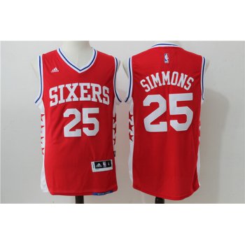 Men's Philadelphia 76ers #25 Ben Simmons Red Revolution 30 Swingman Basketball Jersey