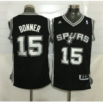 Men's San Antonio Spurs #15 Matt Bonner Revolution 30 Swingman Black Jersey