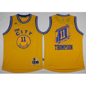 Golden State Warriors #11 Klay Thompson Revolution 30 Swingman 2015-16 Retro Gold Jersey