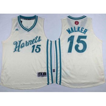 Men's Charlotte Hornets #15 Kemba Walker Revolution 30 Swingman 2015 Christmas Day Cream Jersey