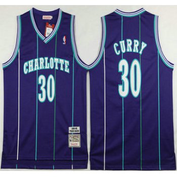 Men's Charlotte Hornets #30 Dell Curry 1992-93 Purple Hardwood Classics Soul Swingman Throwback Jersey