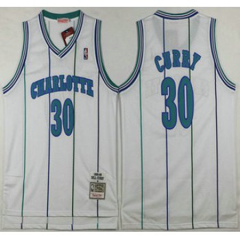 Men's Charlotte Hornets #30 Dell Curry 1992-93 White Hardwood Classics Soul Swingman Throwback Jersey