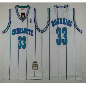 Men's Charlotte Hornets #33 Alonzo Mourning 1992-93 White Hardwood Classics Soul Swingman Throwback Jersey