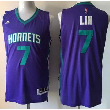 Men's Charlotte Hornets #7 Jeremy Lin Revolution 30 Swingman 2015 New Purple Jersey