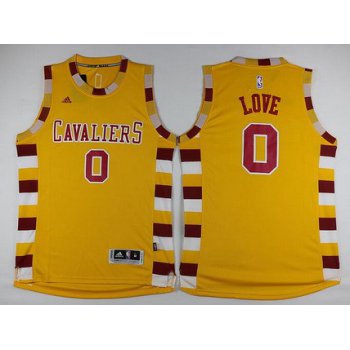 Men's Cleveland Cavaliers #0 Kevin Love Revolution 30 Swingman 2015-16 Retro Gold Jersey