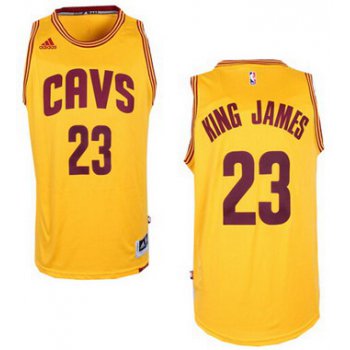 Men's Cleveland Cavaliers #23 King James Nickname Revolution 30 Swingman 2014 New Yellow Jersey -Printed !!