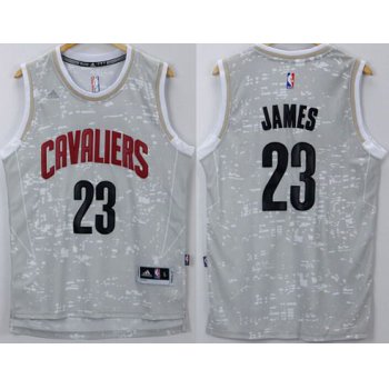 Men's Cleveland Cavaliers #23 LeBron James Adidas 2015 Gray City Lights Swingman Jersey