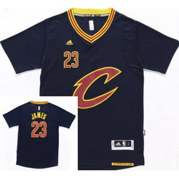 Men's Cleveland Cavaliers #23 LeBron James Revolution 30 Swingman 2015-16 New Navy Blue Short-Sleeved Jersey