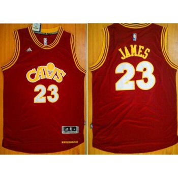 Men's Cleveland Cavaliers #23 LeBron James Revolution 30 Swingman 2015-16 Retro Red Jersey