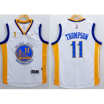 Men's Golden State Warriors #11 Klay Thompson White 2015 Championship Patch Jersey