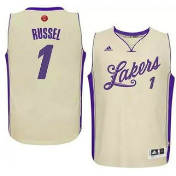 Men's Los Angeles Lakers #1 D'Angelo Russell Revolution 30 Swingman 2015 Christmas Day White Jersey