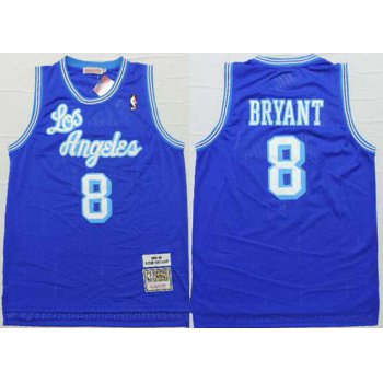 Men's Los Angeles Lakers #8 Kobe Bryant 1996-97 Blue Hardwood Classics Soul Swingman Throwback Jersey