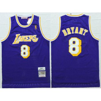 Men's Los Angeles Lakers #8 Kobe Bryant 1996-97 Purple Hardwood Classics Soul Swingman Throwback Jersey