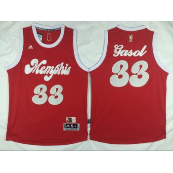 Men's Memphis Grizzlies #33 Marc Gasol Revolution 30 Swingman 2015-16 Retro Red Jersey