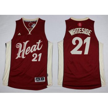 Men's Miami Heat #21 Hassan Whiteside Revolution 30 Swingman 2015 Christmas Day Red Jersey