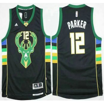 Men's Milwaukee Bucks #12 Jabari Parker Revolution 30 Swingman 2015-16 Black Jersey