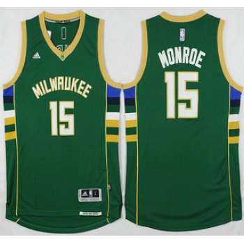 Men's Milwaukee Bucks #15 Greg Monroe Revolution 30 Swingman 2015-16 Green Jersey