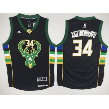 Men's Milwaukee Bucks #34 Giannis Antetokounmpo Revolution 30 Swingman 2015-16 Black Jersey