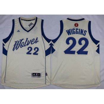 Men's Minnesota Timberwolves #22 Andrew Wiggins Revolution 30 Swingman 2015 Christmas Day Cream Jersey