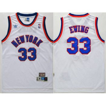 Men's New York Knicks #33 Patrick Ewing White Hardwood Classics Soul Swingman Throwback Jersey