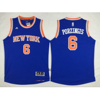 Men's New York Knicks #6 Kristaps Porzingis Revolution 30 Swingman 2014 New Blue Jersey