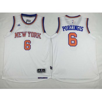 Men's New York Knicks #6 Kristaps Porzingis Revolution 30 Swingman 2014 New White Jersey