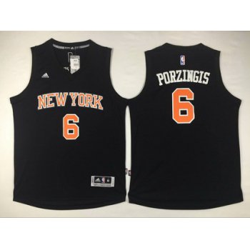 Men's New York Knicks #6 Kristaps Porzingis Revolution 30 Swingman 2015-16 Black Jersey