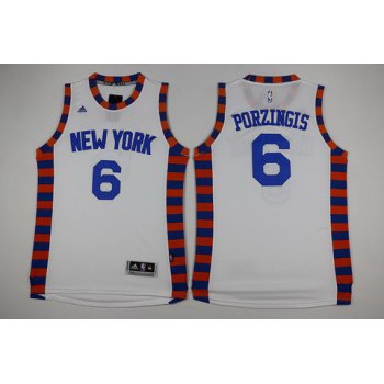 Men's New York Knicks #6 Kristaps Porzingis Revolution 30 Swingman 2015-16 White Jersey