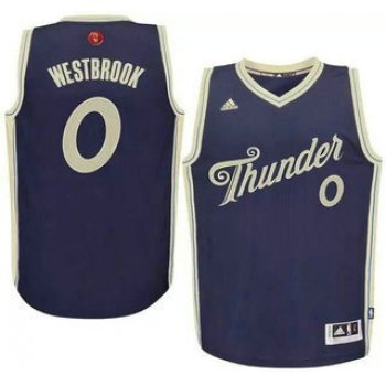 Men's Oklahoma City Thunder #0 Russell Westbrook Revolution 30 Swingman 2015 Christmas Day Blue Jersey