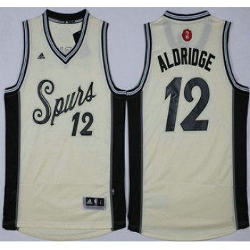 Men's San Antonio Spurs #12 LaMarcus Aldridge Revolution 30 Swingman 2015 Christmas Day White Jersey