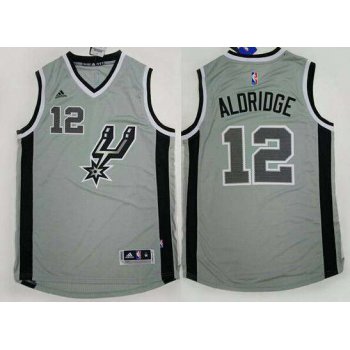 Men's San Antonio Spurs #12 LaMarcus Aldridge Revolution 30 Swingman 2015 New Gray Jersey