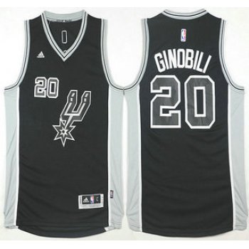 Men's San Antonio Spurs #20 Manu Ginobili Revolution 30 Swingman 2015-16 New Black Jersey